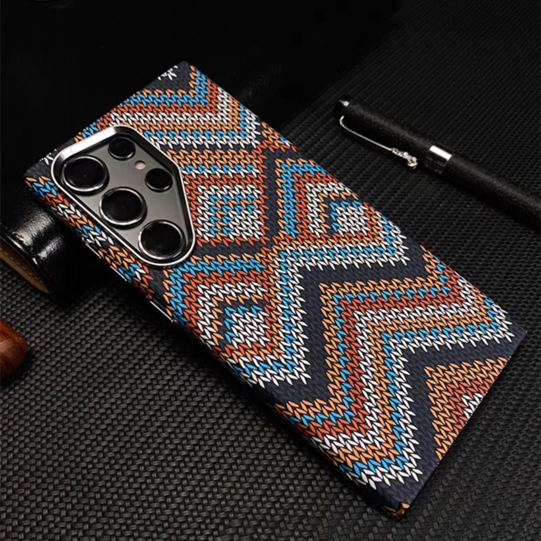 Metal Lens Carbon Fiber Texture Magsafe Case For Samsung