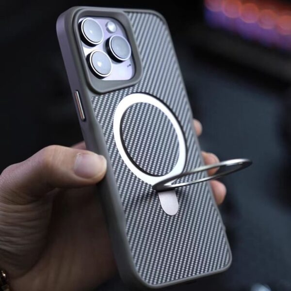 Carbon MagSafe Case With Metal Kickstand For iPhone 3