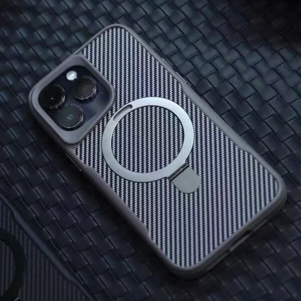 Carbon MagSafe Case With Metal Kickstand For iPhone 5