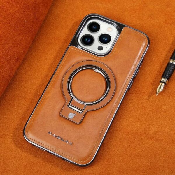 RIMBMAX MagSafe Metal Stand iPhone Case Brown