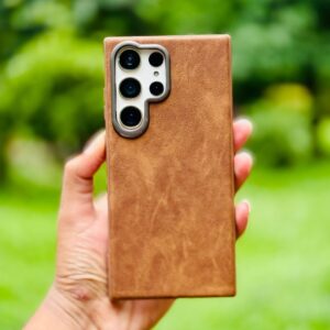 Premium Pu Lather Metal Camera Bumper Case For Samsung