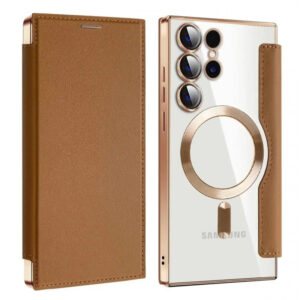 Samsung Electroplated Transparent Leather Magsafe Case