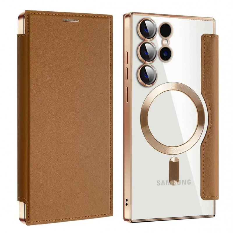 Samsung Electroplated Transparent Leather Magsafe Case